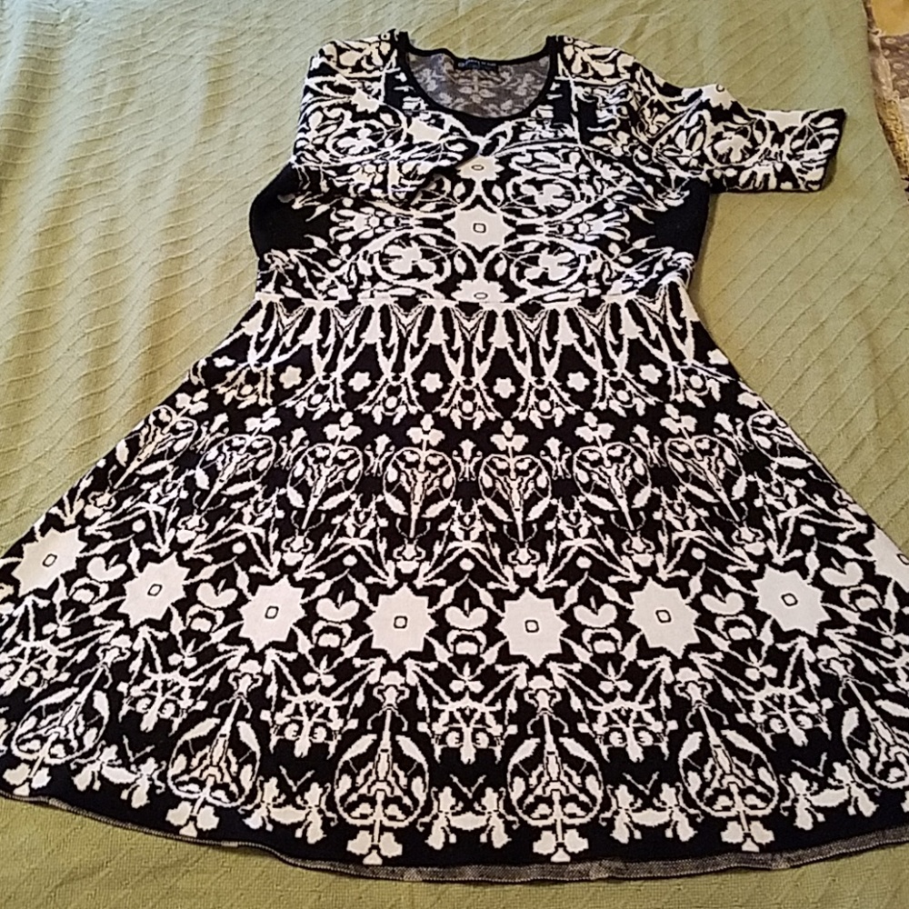 1X B&W Knit fitted dress
